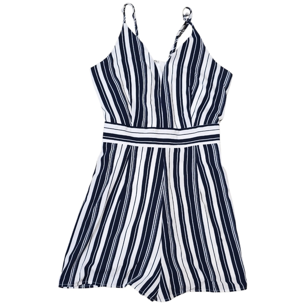 GB Gianni Bini Striped Romper Size Medium Nautical Resort Cruise Vacation Preppy